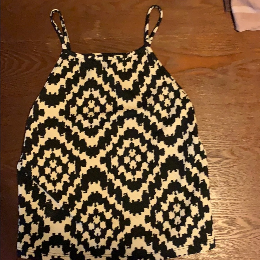 Cream and Black Patterned Tank